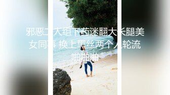 邪恶二人组下药迷翻大长腿美女同事 换上黑丝两个人轮流啪啪啪